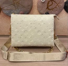 Coussin MM Crossbody Bag Chain Shoulder Women genuine leather Handbag Purse pouch Wide straps embossing Fashion letters High quality2023