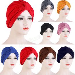 Indian Women Muslim Hijab Braid Knot Top Chemo Cap Cancer Bonnet Hair Loss Hat Islamic Arab Turban Femme Beanies Headwrap Scarf