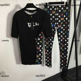 Designer-Kleidung für Damen, Trainingsanzüge für Damen, Freizeit-Set, 2-teiliges T-Shirt mit Insekten-Polka-Dot-Aufdruck und enge Leggings, #Mehrere Produkte