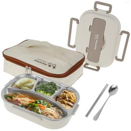 Dinnerware Sets 2/4-Compartment Stainless Steel Bento Box With Insulation Lunch Bag Grade Thermal Spoon Chopsticks