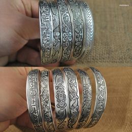 Bangle Vintage Elephant Flower Tibetan Tibet Bracelets Charming Elegant Round Metal Cuff Bangles Women Jewellery