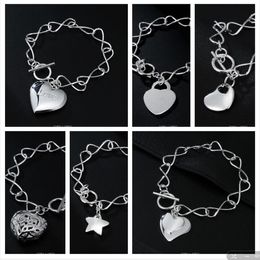 fashion woman plating 925 Silver Infinite chain Bracelet Bracelet Charm Heart Brand Pendant Bracelet 6 Style Selection