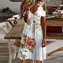 Casual Dresses Summer Dress Slim-fit Slim Midi Formal Floral Print Lace Slim-fitting A-Line For Office