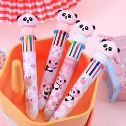 Pcs/lot Kawaii Panda 10 Colours Ballpoint Pen Cute Press Ball Pens School Office Writing Supplies Stationery Gift