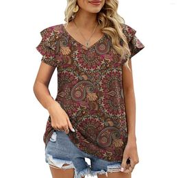 Women's Blouses Womens Fitted Tops Sexy For Women 2023 Summer Double Ruffle Short Sleeve V Neck Camisole Blouse