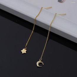 Dangle Earrings 2pcs/pair Trendy Long Chain Earring For Women Fashion Ear Stud Gold Color Star Moon Pendant Drop Jewelry Accessories