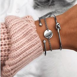 Link Bracelets Mavis Hare Stainless Steel Circle Coin Bracelet Silver Colour Kont Bangle And Crystal Cuff High Quality Jewellery