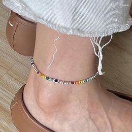 Anklets A Girl'&baby Multicolor Bead Chain Elastic Anklet For Women Couples Summer Trendy Elegant Holiday Beach Party Accessories