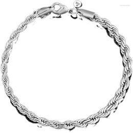 Link Bracelets Chain ONCE 3MM 4MM Silver Fashion Jewelry For Women Spring-ring-clasps Valentines Day Gift Rope Bracelet Raym22