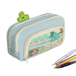 Mesh Pencil Case Clear Large Capacity Pen Pouch Bag Multifunction Transparent With Zipper Pocket