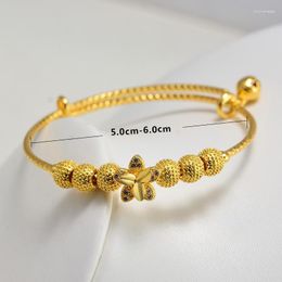 Bangle Mosaic 1Pcs Dubai Arab Gold Colour Baby Child Bracelet Bangles For Boy Girl Bride Bracelets Ethiopian/African/Dubai Jewellery Gifts Raym