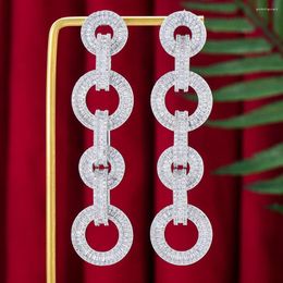 Dangle Earrings Soramoore Luxury CZ BOHO Long Drop For Women Wedding Bridal Jewellery Aretes De Mujer Modernos 2023 Ins