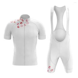 Racing Sets White Hombre Lipstick Cycling Jersey Set Masculino Kit Mens Mountain Bike