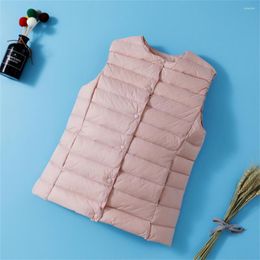 Women's Vests 2023 Single-breasted Sleeveless Female Down Waistcoat Puffer Feather Padded Warm Jacket 3XL Ultralight Vest Women