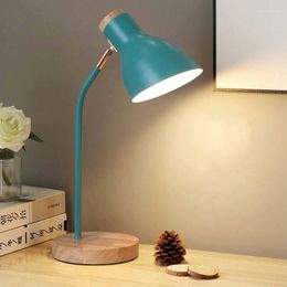Table Lamps Iron Lamp With Wood Base Reading Desk Light Online ON/OFF Dimmer Switch Yellow Pink Green White Black Bedside Study