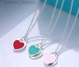 sweet love heart brand designer pendant necklace for women cross chain pink blue red cute choker luxury cross link chains choker necklaces jewelry valentines gift