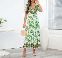 Повседневные платья для женщин 2023 летняя модная винтажная экзотическое принт длинное платье Bohemian Beach Resort vestidos Женская одежда