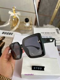 H Letter Mirror Bright Pink Starry Sky Premium Large Frame Sunglasses Women's INS Street Shot Wide Edge Black Polarizer With Gift Box