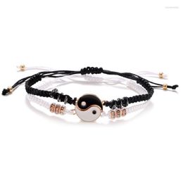 Charm Bracelets 2023 Alloy Taiji Bagua Araided Aracelet Hand-Studded Braided Couples Hand-woven Hand Rope Spot Personality Yin And Yang Goss