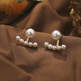 Stud Earrings Fashion 2023 Chic Imitation Pearl Geometric Fan Shaped Elegant For Women Girls Jewelry Party Asseccoires