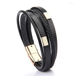 Charm Bracelets NIUYITID Classic Leather Bracelet For Men Hand Jewellery Multilayer Magnet Handmade Gift Cool Boys Wholesale Price Raym22