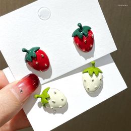 Stud Earrings Trendy Exquisite Enamel Strawberry For Women Girl High Quality Jewellery S925 Needle Weddings Party Gift