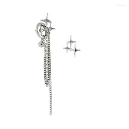 Stud Earrings 2023 Fashion Silver Colour Cross Star Tassel For Women Girl Korean Four-Pointed Personality Jewellery