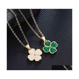 Pendant Necklaces Green White Jade Necklace Four Leaf Clover Flower Bamboo Joint Shape For Women Girls Drop Delivery Jewellery Pendants Dhajp