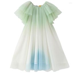 Girl Dresses Teen Girls Flare Sleeve Summer Dress For Kids Chiffon Clothing Ins Fashion Fresh Clothes Wear Outfit 5-14Year Children