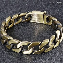 Link Bracelets Vintage Bronze Color Stainless Steel Hand Bands For Men Mannen Armband 13MM Titanium Chain Men's Bracelet Gifts