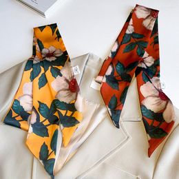 Scarves Fashion Women's Silk Hair Band Scarf Bandana Lady High Quality Big Floral Ribbon Bag Skinny Wrist Towel Foulard Headband