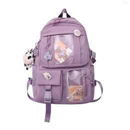 School Bags Girls With Plush Pendant Casual Bookbag Backpack Portable Daypack Students Large Capacity Cute Kawaii Travel Children