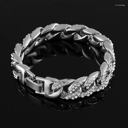 Bangle Hip Hop Luxury Simulated Gemstone Men Women High Quality Bling Iced Out Miami Cuban CZ Chain Bracelet Raym22