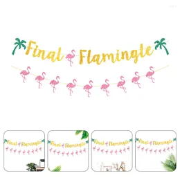 Decorative Flowers Flamingo Latte Colorful Paper Banners Hawaii Creative Party Decoration Hawaiian Pulling Flag