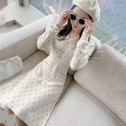 Casual Dresses Spring For Women 2023 Knitting Printing Bottoming Dress Fashion Kawaii Clothes Autumn