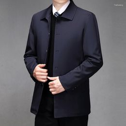Men's Jackets Mens Plus Size Turn Down Collar Men Winter Jacket Zipper Pocket Fleece Men's Clothing 2023 Fashion Long Sleeve Coat