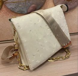 Coussin MM Crossbody Bag Chain Shoulder Women genuine leather Handbag Purse pouch Wide straps embossing Fashion letters European and American fashion