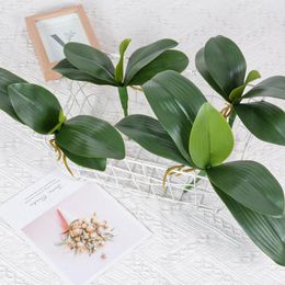 Decorative Flowers Real Touch Artificial Green Butterfly Orchid Leaf Plastic Flower Home Wedding Party Decoration