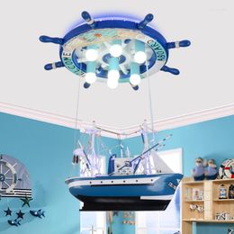 Pendant Lamps Creative Pirate Ship Led Lights Individuality Children Bedroom Boy Girl Cartoon Lighting ZA ET34