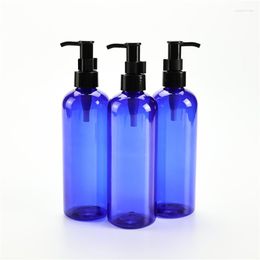 Storage Bottles Blue 300ML X 20 Empty Cleaning Oil Pump Round Shoulder 300cc Massage PET Container Bottle For Cosmetics Packaging