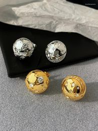 Stud Earrings French Star Gold Colour Advanced Elegant Metal Plated Pearl Ear Clips For Women Fashion Jewellery