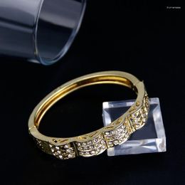Bangle Sunspicems Elegent Morocco Bracelet For Women Wavy Line Gold Color Rhinestone Wedding Jewelry Arab Dubai Party Gift 2023 Raym22
