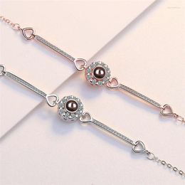 Link Bracelets Sole Memory 100 Languages I Love You Projection Visible Circle Silver Colour Female Resizable SBR209