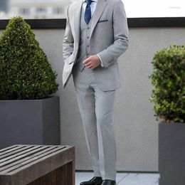 Men's Suits Men's Casual Grey Business For Men Wedding Slim Fit Groom Tuxedo Trajes De Hombre Groomsmen Outfits 3Piece(Jacket Pants