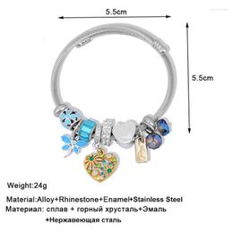 Bangle Stainless Steel Cuff Bracelets For Women Gold Love Heart Daisy Flower Dragonfly Charm Jewellery Femme Friends Gifts 2023Bangle Raym22