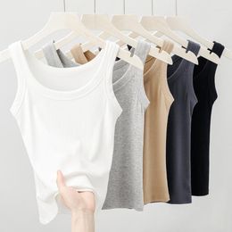 Women's Tanks Tank Top Women Clothing Vest Solid Cotton Summer Short Section Inner Wear T-shirt Bottoming Vests Sleeveless Anti-light Tops