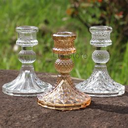 Crystal Glass Candle Holder Home Decoration Wedding Candelabrum Candlestick Party Decorative Transparent Glass Candles Stick TH0786