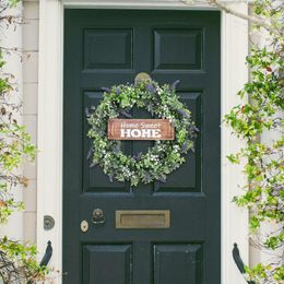 Decorative Flowers Eucalyptus Leaves Wreath For Front Door Outdoor Sign Board Farmhouse Flower