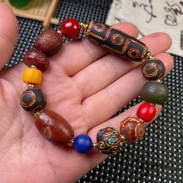 Charm Bracelets Natural Tibetan Dzi Agates For Women Men Ancient Nine Eye Agat Red Carnelian Chalcedony Bracelet Buddha JewelryCharm Raym22