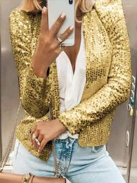 Women's Jackets Women Glitter Sequin Long Sleeve Open Front Slim Fit Crop Tops Party Club Grunge Punk Coats Outerwear